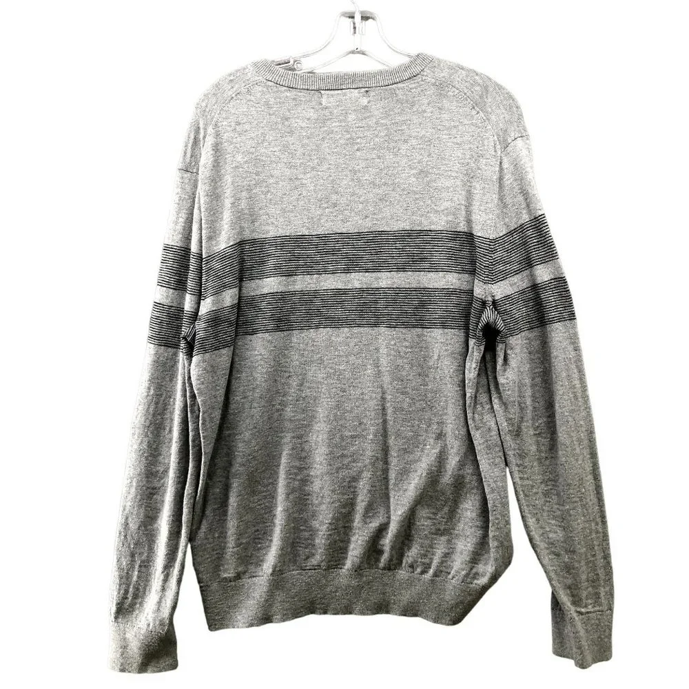 Banana Republic Gray Crewneck Sweater with Black Stripe Detail